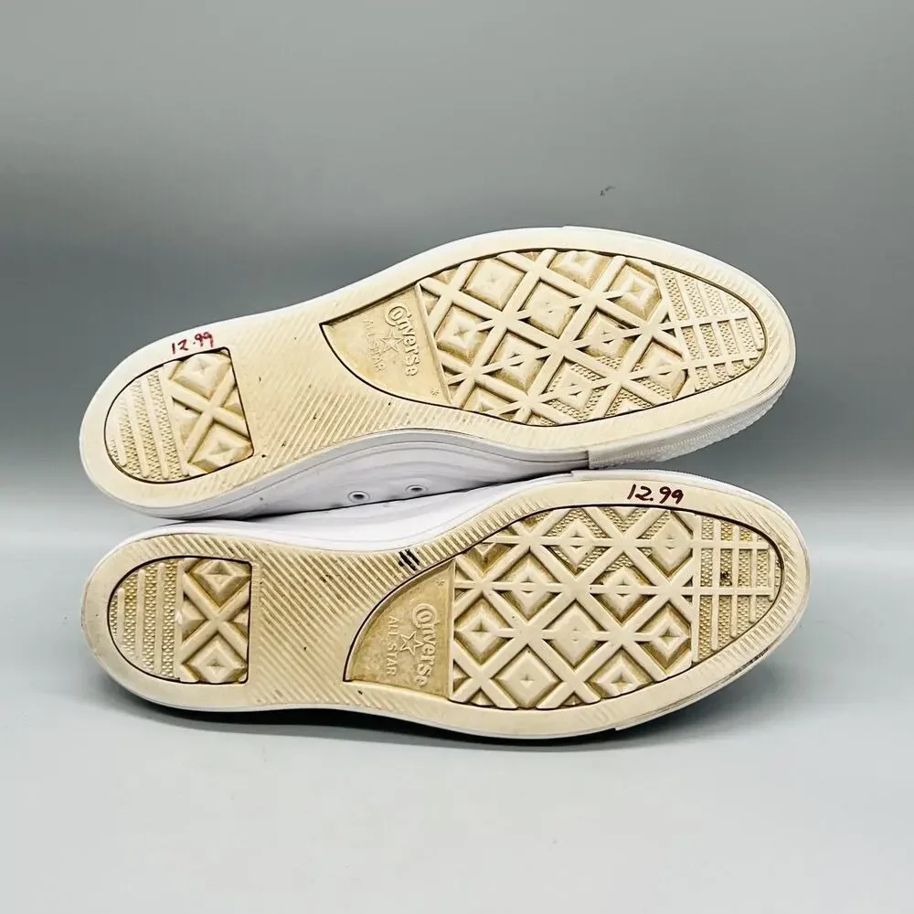 Converse Shoes Mens 9.5 White Leather Chuck Taylor All Star High Top Sneakers